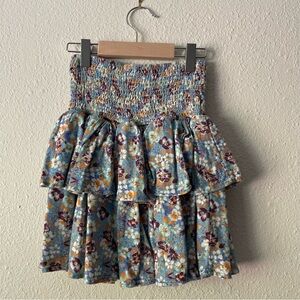 Molo girl’s floral tiered cotton viscose skirt, size 9-10